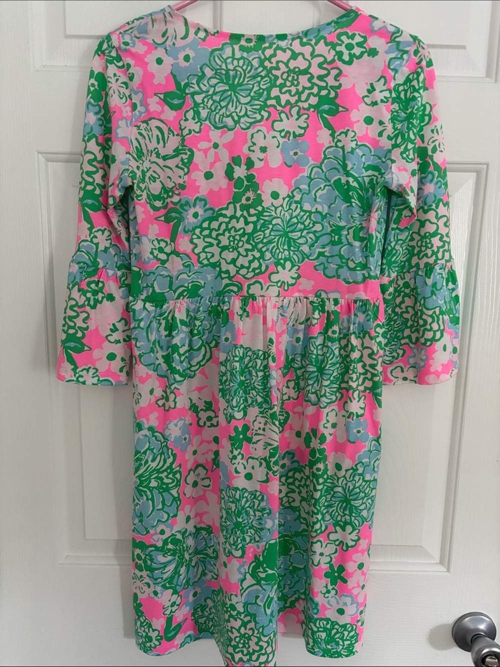 Lilly Pulitzer Pink, Green & Light Blue Floral V-Neck Dress - Picture 7 of 7